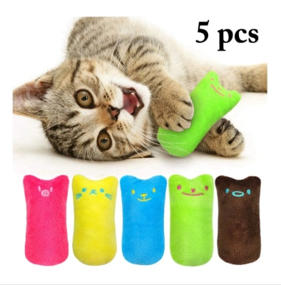5Pcs Cat Chew Toy Bite Resistant Catnip Toys for Cats,Catnip Filled Cartoon Mice Cat Teething Chew Toy